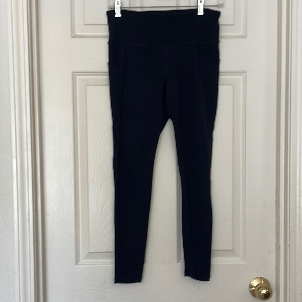 Danskin Womens Black High Waisted Active Leggings with Pockets Style 9274B Small